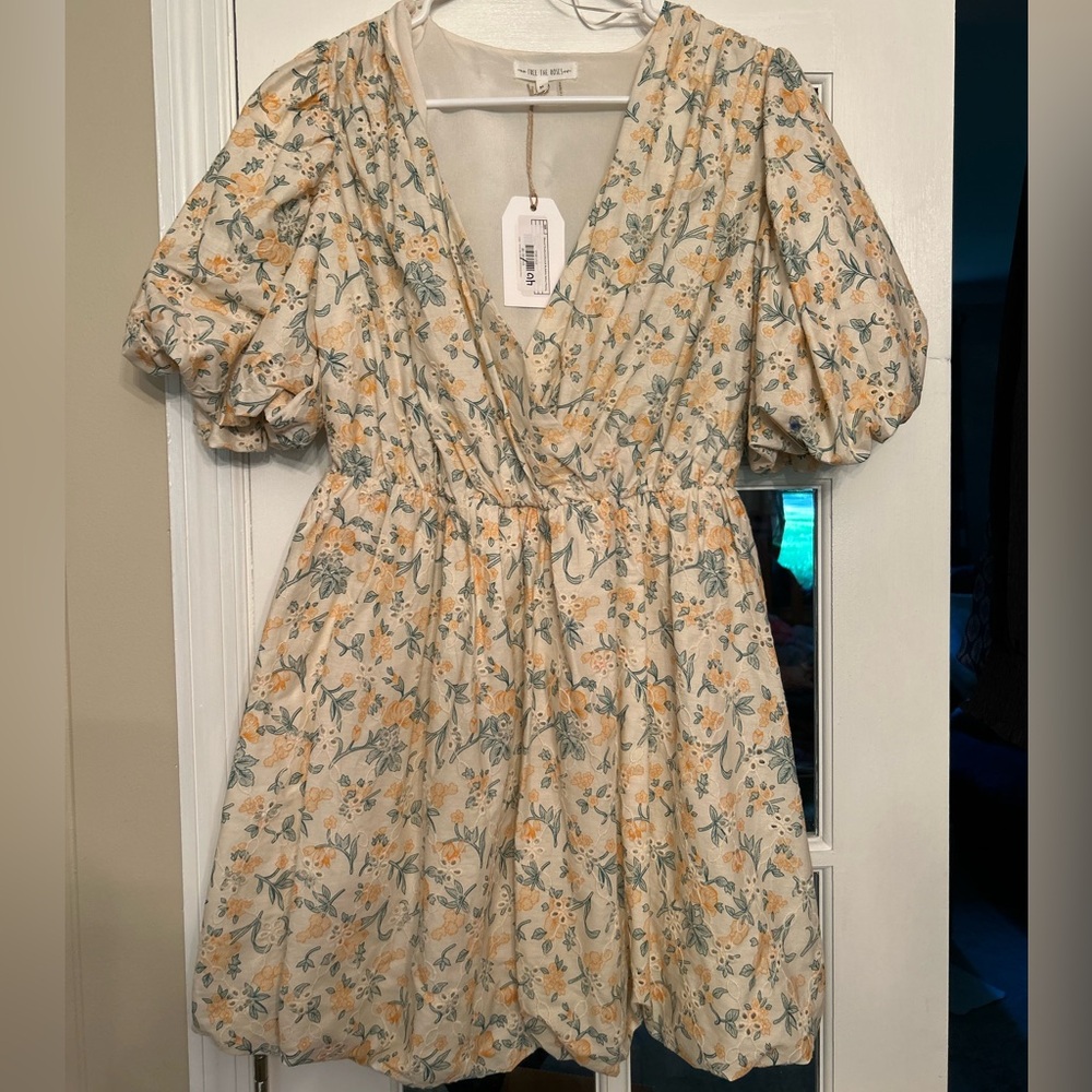 Free the Roses Floral Mini Bubble Wrap Dress NWT